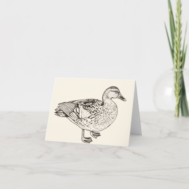 Duck Sketch Thank You Card (Front)