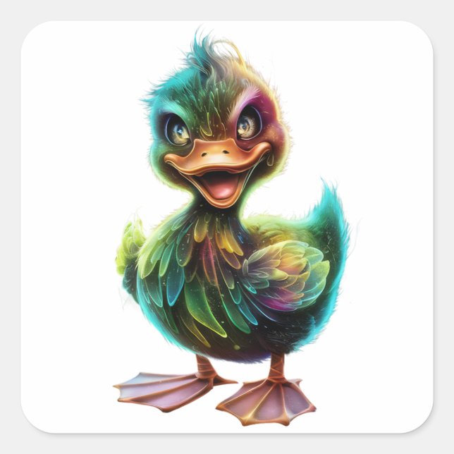 Duck. Square Sticker (Front)