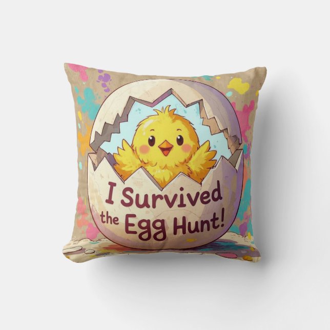 Duck Survived The Easter Egg Hunt Cushion (Front)