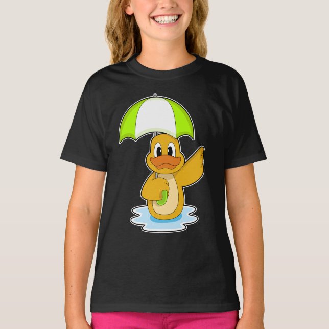 Duck Swimming Umbrella T-Shirt (Front)