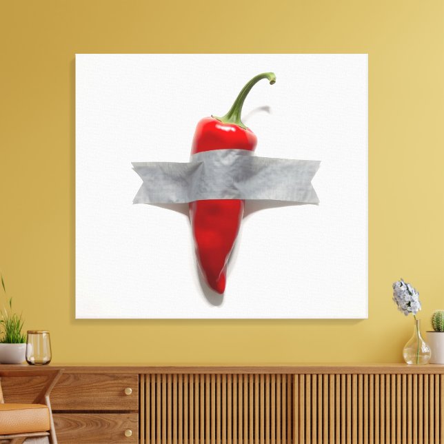 Duck-Taped Chilli Canvas Print (Insitu(LivingRoom))