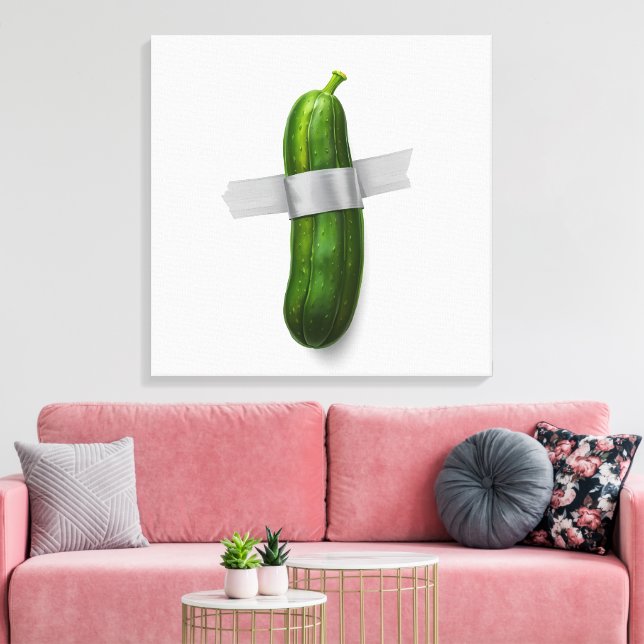 Duck-Taped Cucumber Canvas Print (Insitu(LivingRoom))