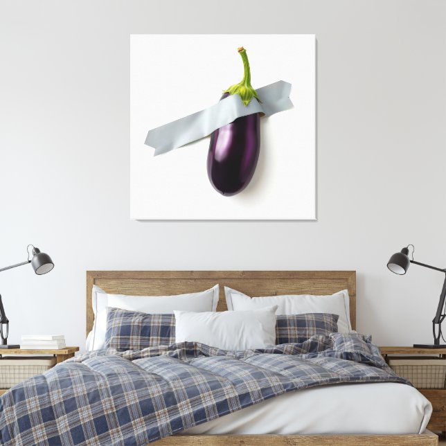 Duck-Taped Eggplant Canvas Print (Insitu(Bedroom))