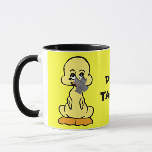 DUCK TAPED! yellow duck ringer ceramic mug