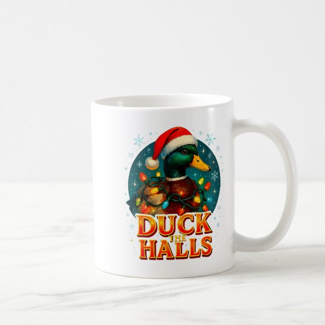 Duck The Halls Funny Christmas Lights Hunting Seas Coffee Mug (Right)