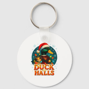 Duck The Halls Funny Christmas Lights Hunting Seas Key Ring