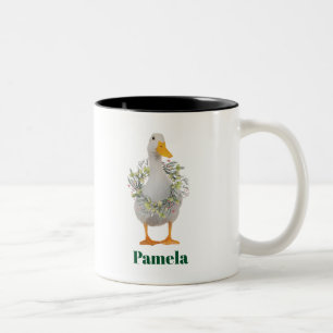 Duck the Halls White Christmas Duck Two-Tone Coffee Mug