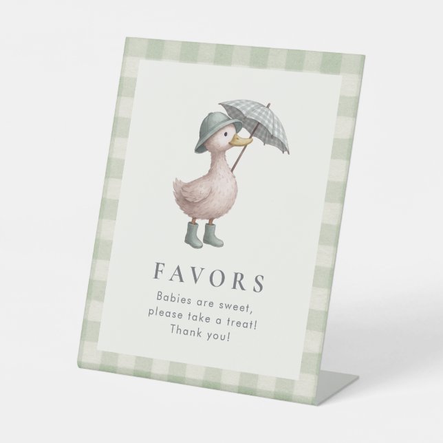 Duck Theme Baby Shower Favor Table Top Pedestal Sign (Front)