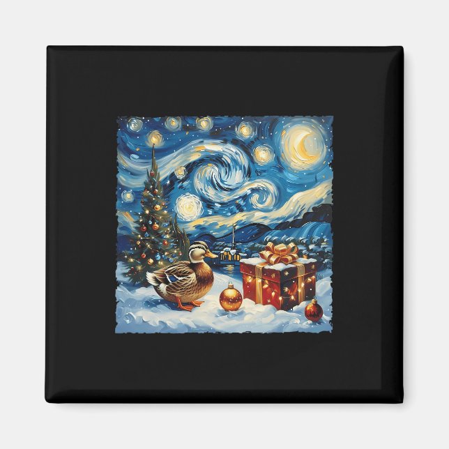 Duck Van Gogh Style Starry Night Christmas Winter  Magnet (Front)