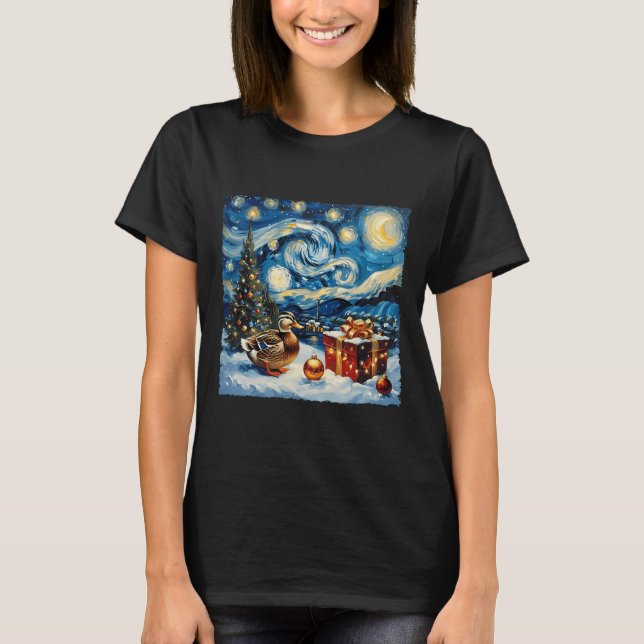Duck Van Gogh Style Starry Night Christmas Winter  T-Shirt (Front)