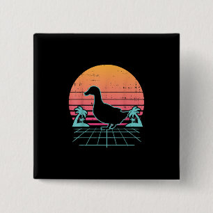 Duck Vaporwave Aestic 80s  Farm Animal Farmer Gift 15 Cm Square Badge