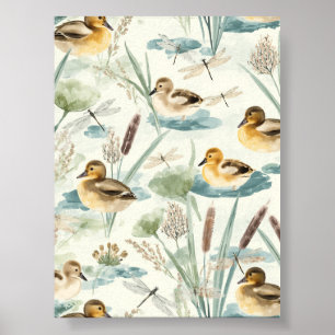 Duck Wall Poster, Neutral Bedroom Decor, Nursery Poster