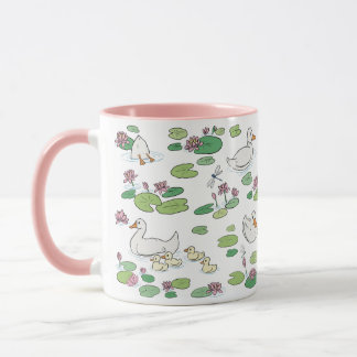 Duck Waterlily Pads 11 oz. Pink, White Ceramic Mug