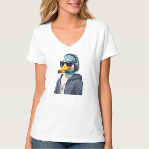 Duck Wearing Hoodie Funny Cool Animal Character T-Shirt