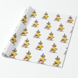Duck wearing snorkeling mask   choose back color wrapping paper