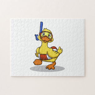 Duck wearing snorkelling mask   choose back colour jigsaw puzzle