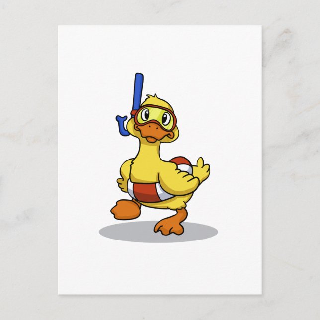 Duck wearing snorkelling mask | choose back colour postcard (Front)
