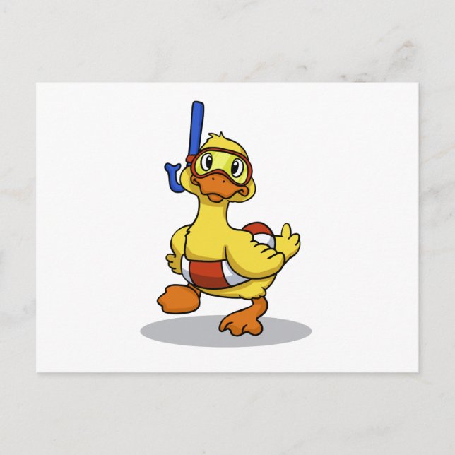 Duck wearing snorkelling mask | choose back colour postcard (Front)