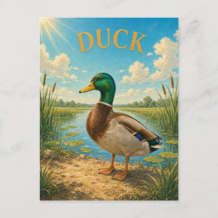 Duck Wetland Reeds Watercolor GeoSaga Postcard