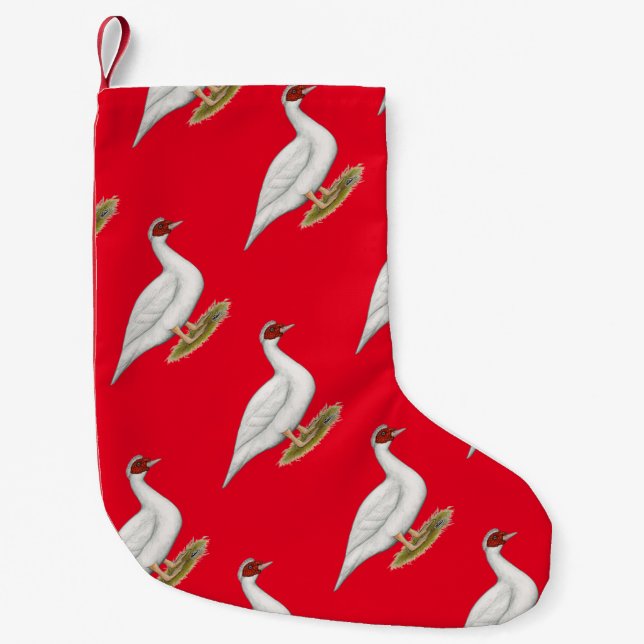 Duck White Muscovy Small Christmas Stocking (Front)