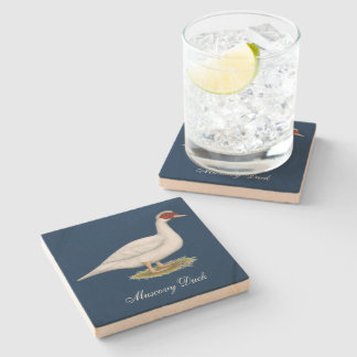 Duck White Muscovy Stone Coaster