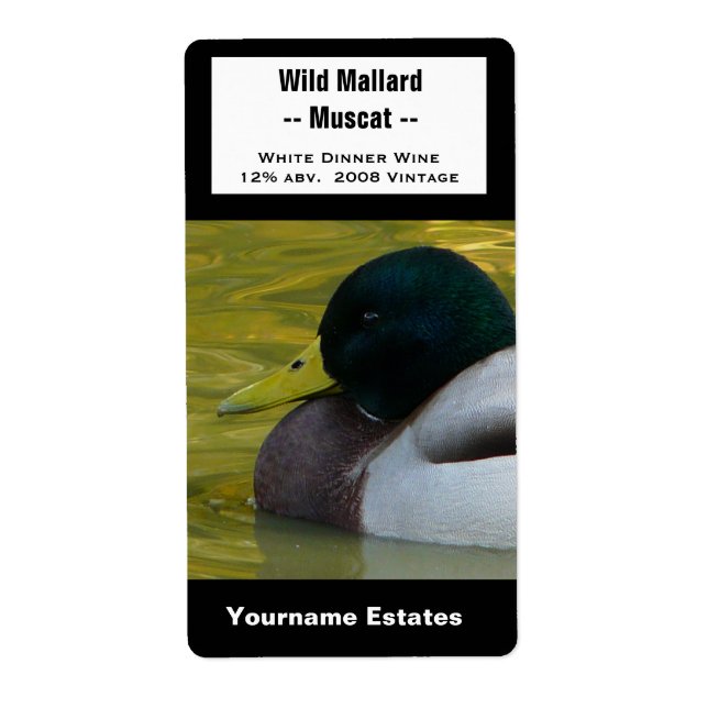 Duck Wine Label - Mallard Photo (Front)