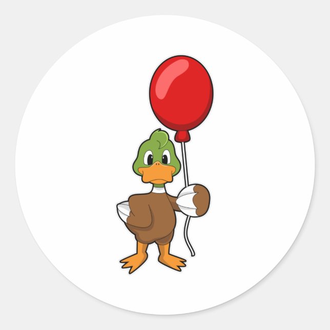 Duck with Balloon Classic Round Sticker (Front)