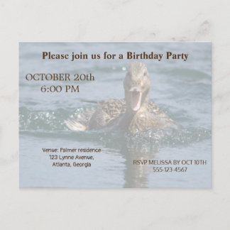 Duck with beak open              invitation postcard