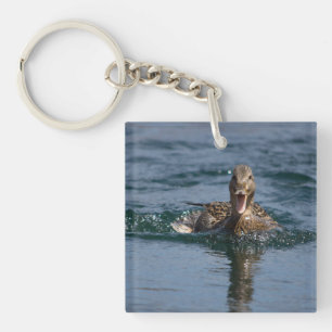 Duck with beak open key ring