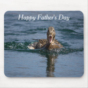 Duck with beak open mouse pad