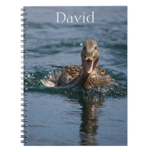 Duck with beak open notebook