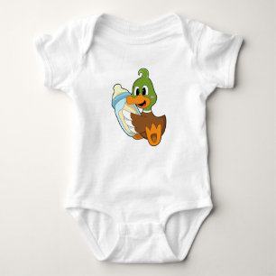 Duck with Bottle of Milk Baby Bodysuit