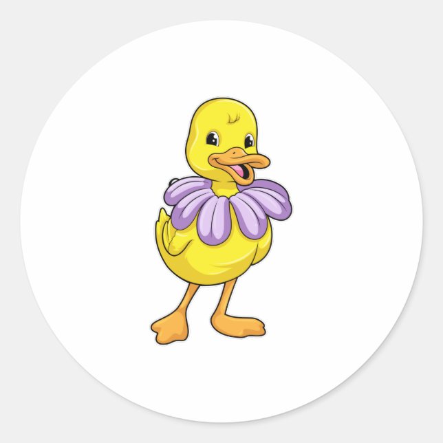 Duck with Daisy Classic Round Sticker (Front)