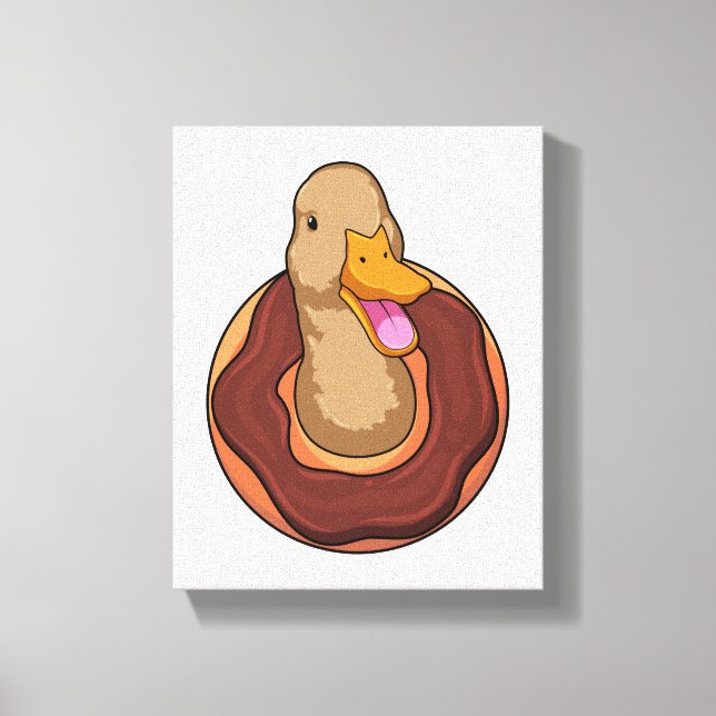 Duck with Doughnut Canvas Print (Front)