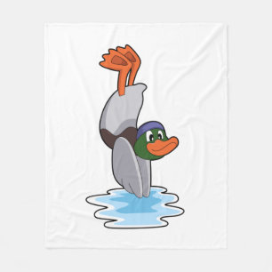Duck with Handstand in Water.PNG Fleece Blanket