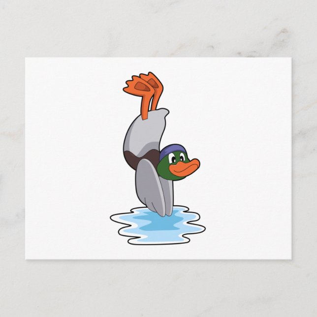 Duck with Handstand in Water.PNG Postcard (Front)