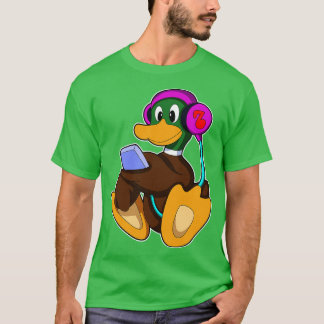 Duck with Phone Headphone T-Shirt