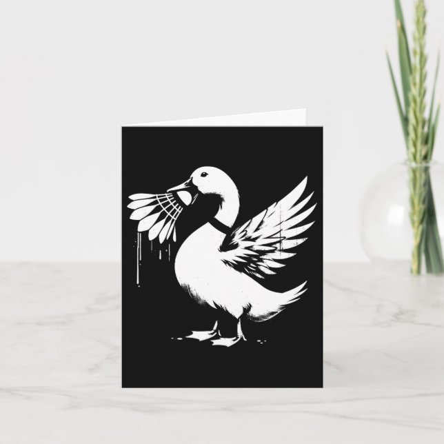Duck With Shuttle - Funny Graphic Badminton Lover  Card (Front)