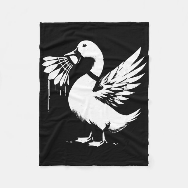 Duck With Shuttle - Funny Graphic Badminton Lover  Fleece Blanket (Front)