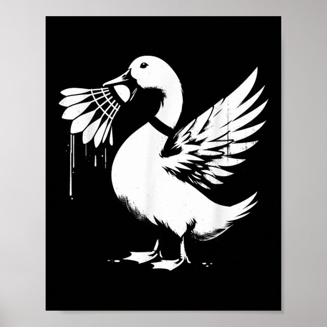 Duck With Shuttle - Funny Graphic Badminton Lover  Poster (Front)