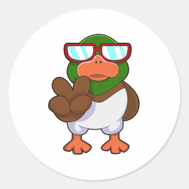 Duck with Sunglasses Classic Round Sticker (Front)