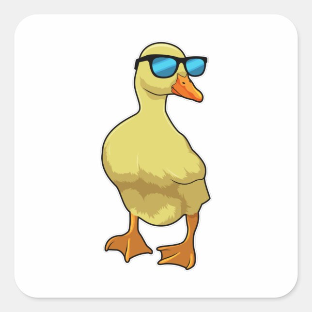 Duck with Sunglasses Square Sticker (Front)