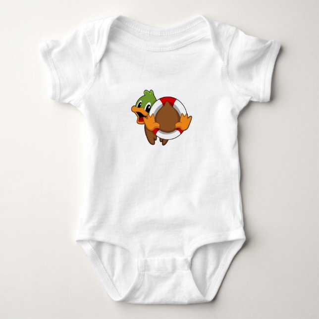 Duck with Swim ring Baby Bodysuit (Front)