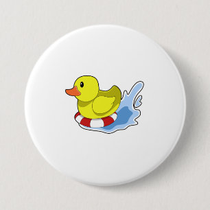 Duck with Swim ring in Water.PNG 7.5 Cm Round Badge