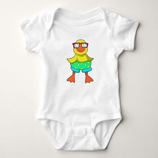 Duck with Swim ring & Sunglasses Baby Bodysuit (Front)