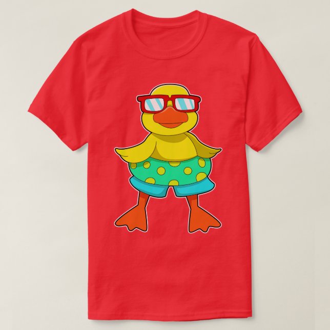 Duck with Swim ring Sunglasses T-Shirt (Design Front)