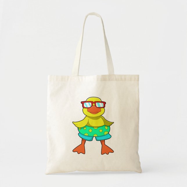 Duck with Swim ring & Sunglasses Tote Bag (Front)