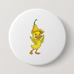 Duck with yellow Bell Cap 7.5 Cm Round Badge