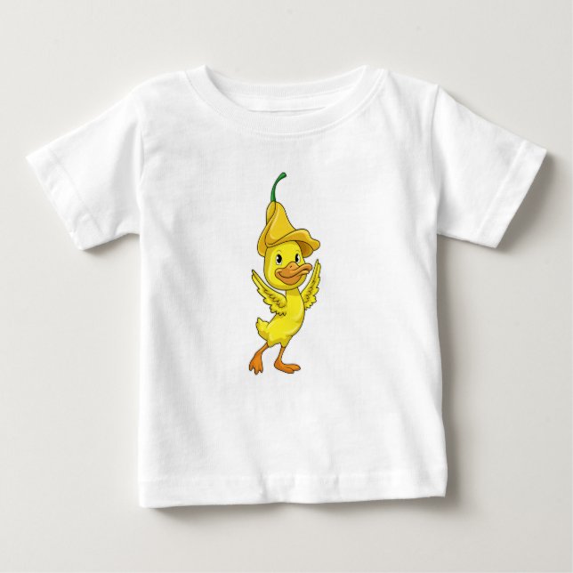 Duck with yellow Bell Cap Baby T-Shirt (Front)