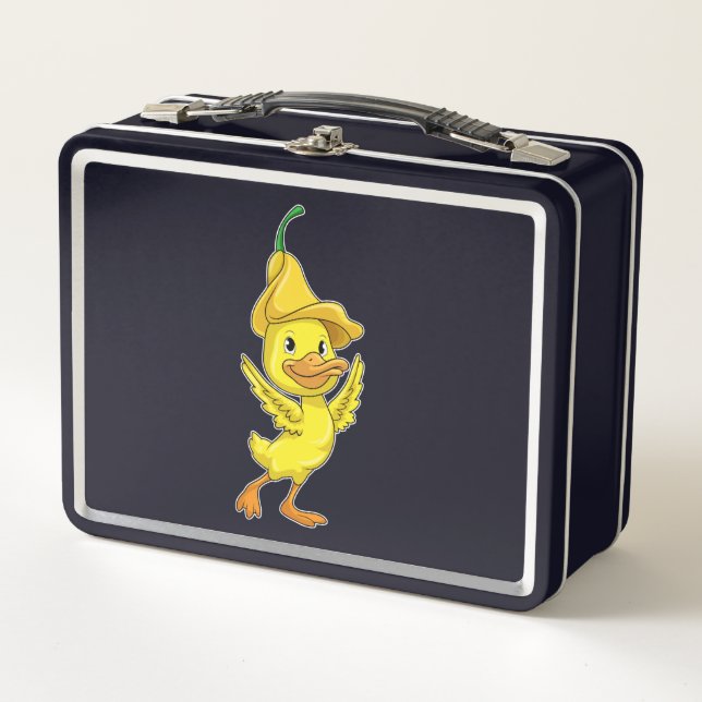 Duck with yellow Bell Cap Metal Lunch Box (Front)